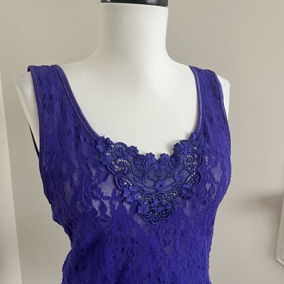Vintage Y2K Lace Tank Top M Purple Fairy Grunge Whimsigoth Coquette - Picture 8 of 10